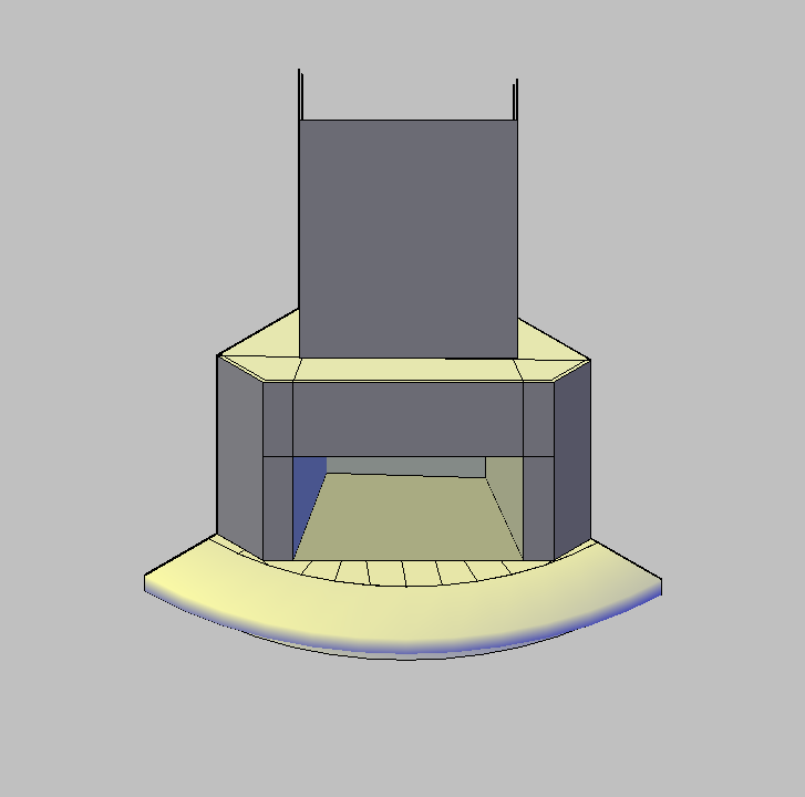 Bloque Autocad Vista de Chimenea 03 en 3D